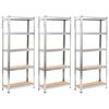 vidaXL Förvaringshyllor 3 st silver stål & konstruerat trä 5 hyllplan