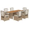 vidaXL Matgrupp f&ouml;r tr&auml;dg&aring;rden med dynor 7 delar beige konstrotting