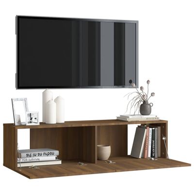 vidaXL TV-bänk för vägg brun ek 120x30x30 cm konstruerat trä