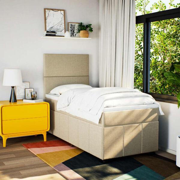 vidaXL Rams&auml;ng med madrass gr&auml;ddvit 90x200 cm tyg