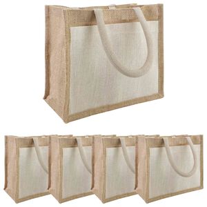 vidaXL Jutep&aring;sar med ficka 5 Naturlig och vit 26 x 22 x 14 cm