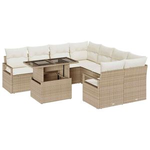 vidaXL Tr&auml;dg&aring;rdsoffset 9 pcs Beige och gr&auml;ddf&auml;rgad konstrotting