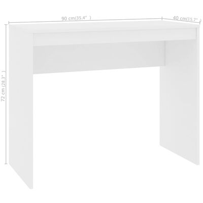 vidaXL Skrivbord vit 90x40x72 cm spånskiva