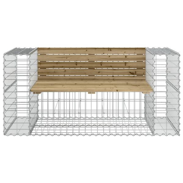 vidaXL Trädgårdsbänk gabion-design 143x71x65,5 cm impregnerad furu