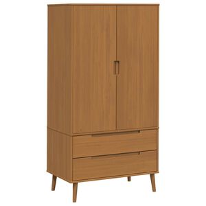 vidaXL Garderob MOLDE Karamell 90 x 55 x 175 cm Massiv furu