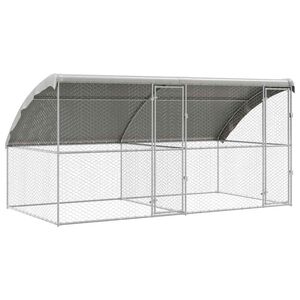 vidaXL Hundbur med lagring 2 pcs Silver 4 x 2 x 2 m Galvaniserat st&aring;l