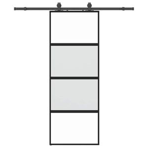 vidaXL Skjutd&ouml;rr med beslag svart 76x205 cm h&auml;rdat glas