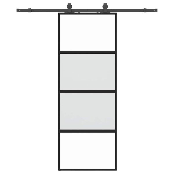 vidaXL Skjutdörr med beslag svart 76x205 cm härdat glas