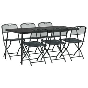 vidaXL Utem&ouml;belset 7 pcs Antracit J&auml;rn och st&aring;l