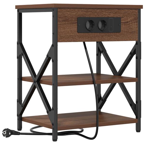 vidaXL Nattduksbord med hylla Brun Ek 41 x 31 x 51 cm Konstruerat tr&auml;