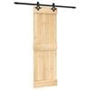 vidaXL Skjutd&ouml;rr Naturlig och svart 70 x 210 cm Massiv furutr&auml;d&ouml;rr