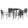 vidaXL Tr&auml;dg&aring;rdsm&ouml;belset 5 st Brun och svart PE Rattan