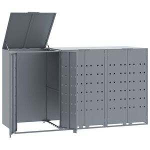 vidaXL Skjul f&ouml;r sopk&auml;rl f&ouml;r 3 platser gr&aring; 207x79x117 cm st&aring;l