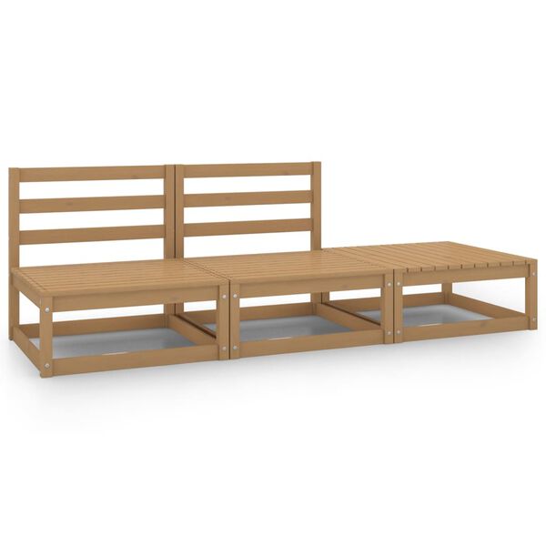 vidaXL Loungegrupp f&ouml;r tr&auml;dg&aring;rden 3 delar honungsbrun brun massiv furu