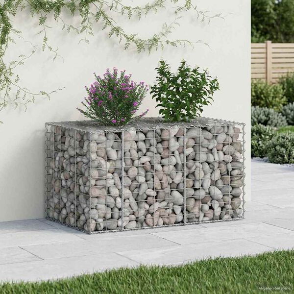 vidaXL Gabion upph&ouml;jd s&auml;ng Silver 100 x 60 x 55 cm Galvaniserat St&aring;l