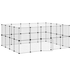 vidaXL Hundg&aring;rd svart 36 paneler 35x35 cm st&aring;l