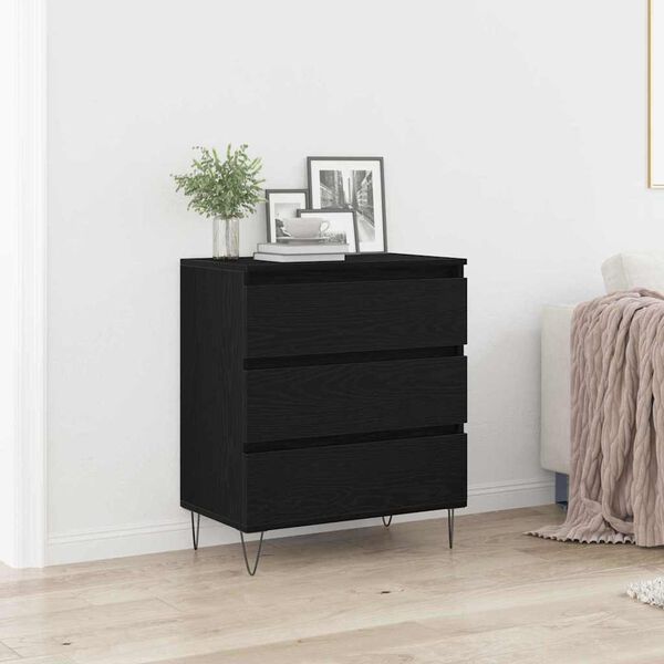 vidaXL Sideboard med låda Svart Ek 60 x 35 x 70 cm Konstruerat trä