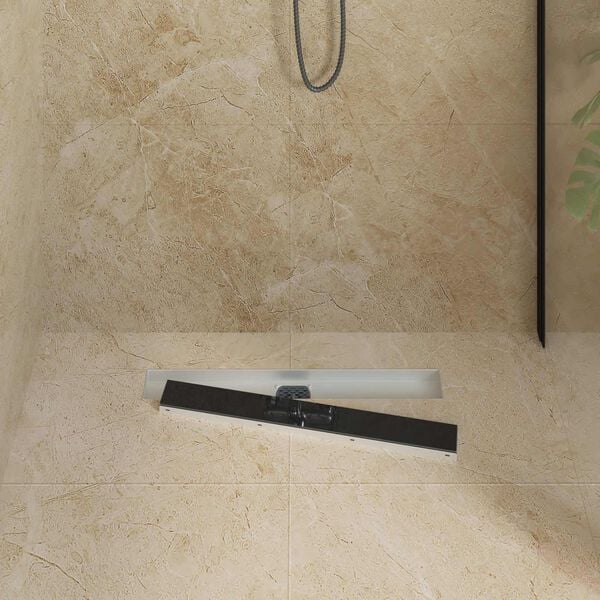 vidaXL Duschavlopp med glaslock och 360&deg; Sifon Svart 60 cm