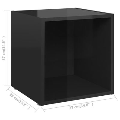 vidaXL TV-bänk 4 st svart högglans 37x35x37 cm konstruerat trä