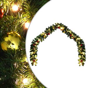 vidaXL Julkrans dekorerad med julkulor och LED-lampor 5 m
