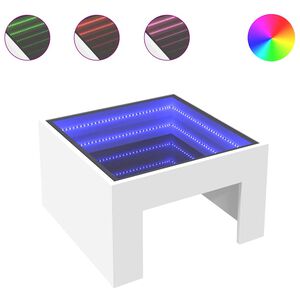 vidaXL Soffbord med Infinity LEDs vit 50x50x30 cm