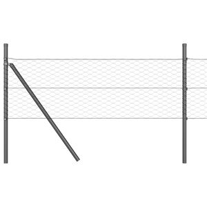vidaXL Hexagonalt staket markf&auml;ste 10 x 0,8 m PVC-belagda st&aring;l Gr&aring;