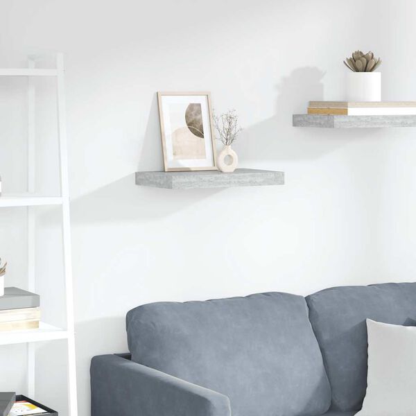 vidaXL Sv&auml;vande v&auml;gghylla betonggr&aring; 40x23x3,8 cm MDF