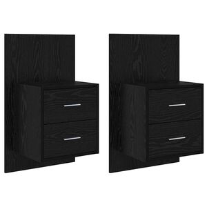 vidaXL V&auml;ggmonterad s&auml;nggavel 2 pcs Svart Ek 48,5 x 32,5 x 80 cm