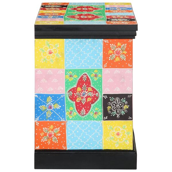 vidaXL TV-skåp Flerfärgsdesign 80 x 35 x 50 cm Massivt Mangoträ