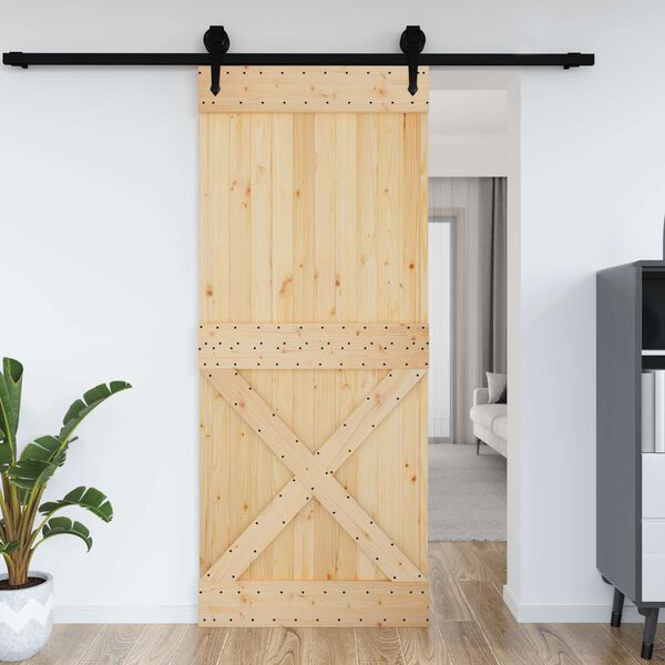 vidaXL D&ouml;rr NARVIK Naturf&auml;rg 95 x 210 cm Massiv furutr&auml;d&ouml;rr