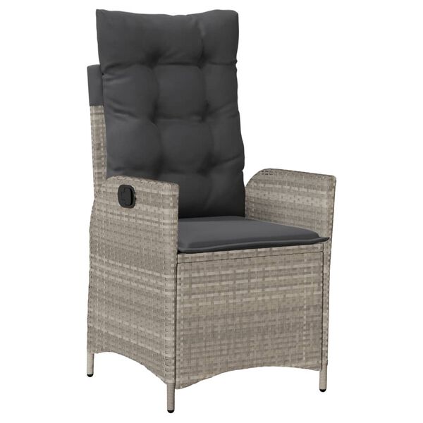 vidaXL Matgrupp f&ouml;r tr&auml;dg&aring;rden med dynor 7 delar ljusgr&aring; konstrotting