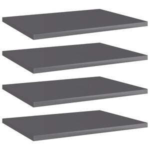 vidaXL Hyllplan 4 st gr&aring; h&ouml;gglans 40x30x1,5 cm konstruerat tr&auml;