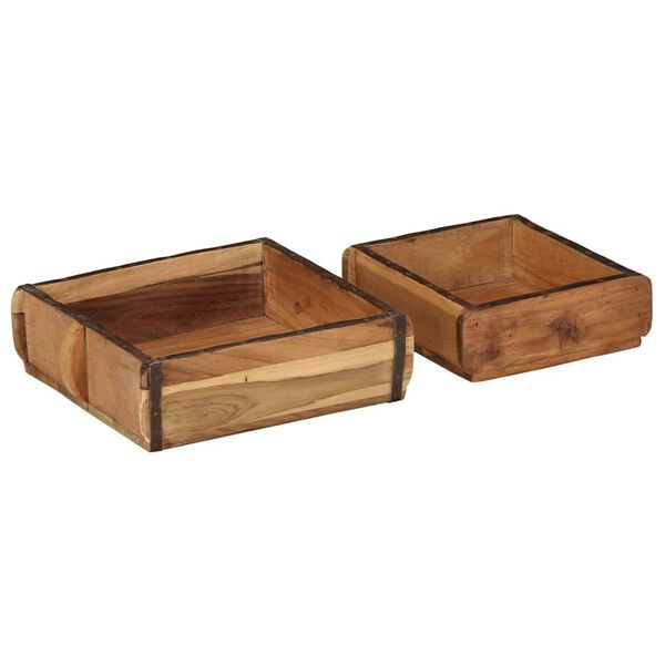vidaXL Bricka 2 pcs Brun 29 x 31 x 10 cm Solid &aring;tervunnen tr&auml;