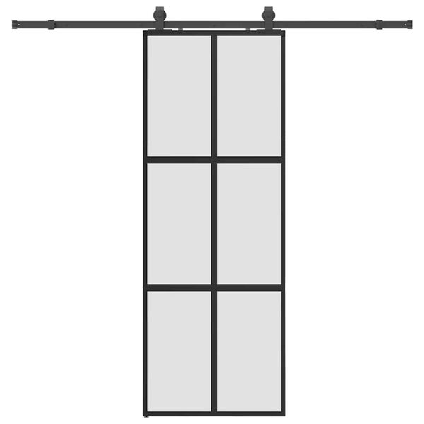 vidaXL Skjutd&ouml;rr med beslag svart 76x205 cm h&auml;rdat glas