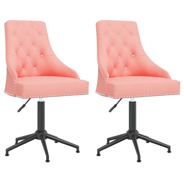 vidaXL Snurrbara matstolar 2 st rosa sammet
