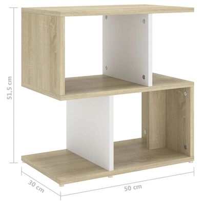 vidaXL Sängbord 2 st vit och sonoma ek 50x30x51,5 cm konstruerat trä