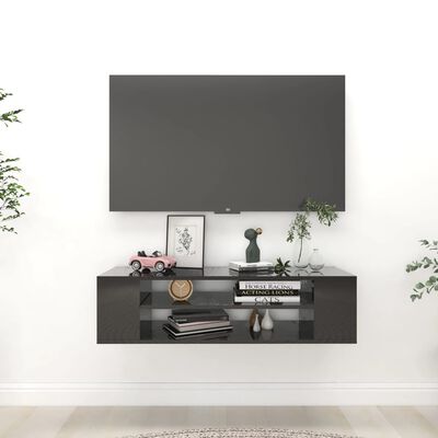 vidaXL TV-väggskåp svart högglans 100x30x26,5 cm konstruerat trä