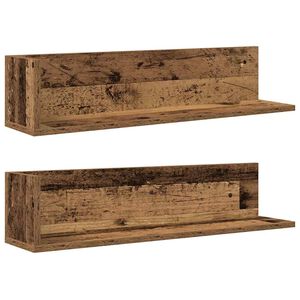 vidaXL V&auml;gghyllor 2 st &aring;ldrat tr&auml; 75x16,5x16,5 cm konstruerat tr&auml;