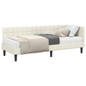 vidaXL H&ouml;rn S&auml;ngram med Madrass 2 st Kr&auml;m 80 x 200 cm Sammet