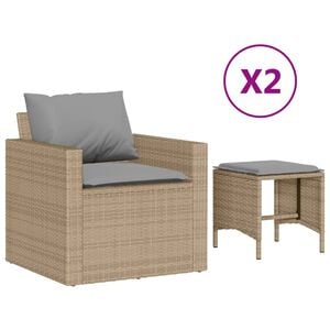 vidaXL Soffgrupp f&ouml;r tr&auml;dg&aring;rd med dynor 4 delar beige konstrotting