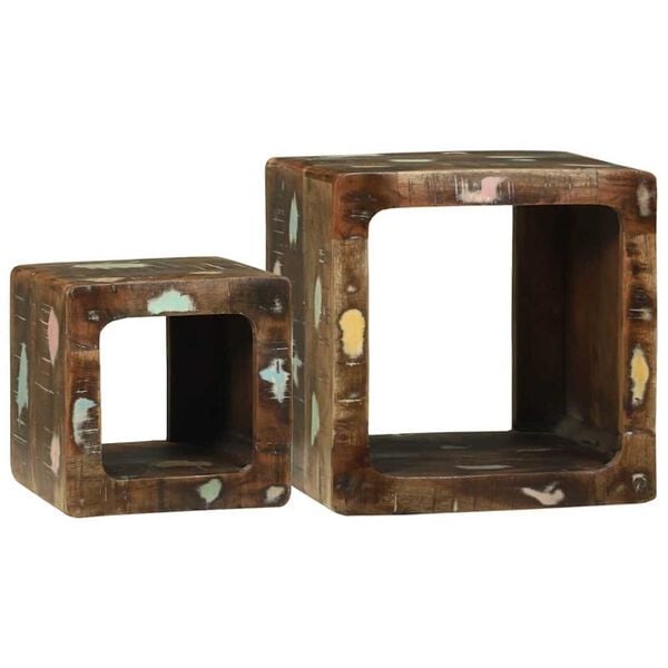 vidaXL TV-enhet med hylla 2 pcs Flerfärgsdesign massivt återvunnet trä