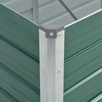 vidaXL Odlingslåda upphöjd galvaniserat stål 240x80x77 cm grön