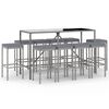 vidaXL Bargrupp f&ouml;r tr&auml;dg&aring;rd 11 delar med dynor gr&aring; konstrottning