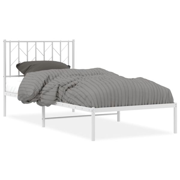 vidaXL S&auml;ngram med huvudgavel metall vit 90x190 cm