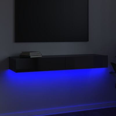 vidaXL Tv-bänk med LED-belysning grå högglans 120x35x15,5 cm