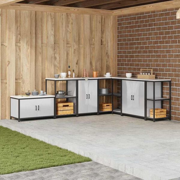 vidaXL K&ouml;ksf&ouml;rvaring med hylla med lagring Silver 60 x 50 x 92 cm St&aring;l