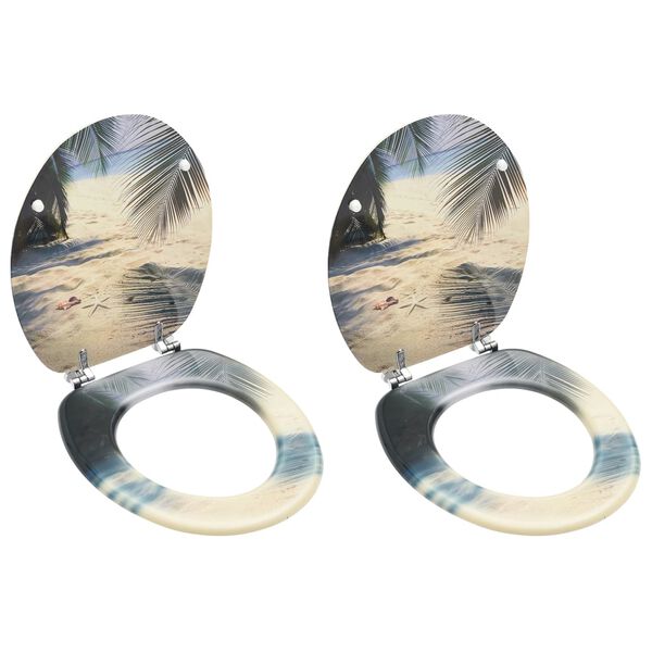 vidaXL Toalettsitsar med lock 2 st MDF strand