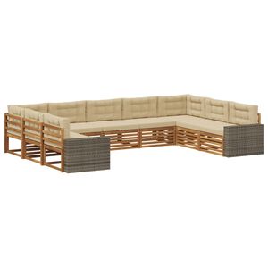 vidaXL Utomhussoffset 9 pcs Naturlig och Beige Massivt Akaciatr&auml;