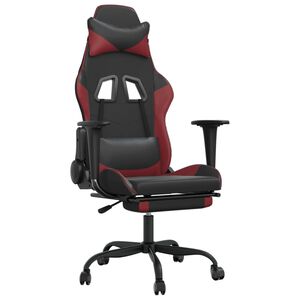 vidaXL Gamingstol med fotst&ouml;d svart och vinr&ouml;d konstl&auml;der