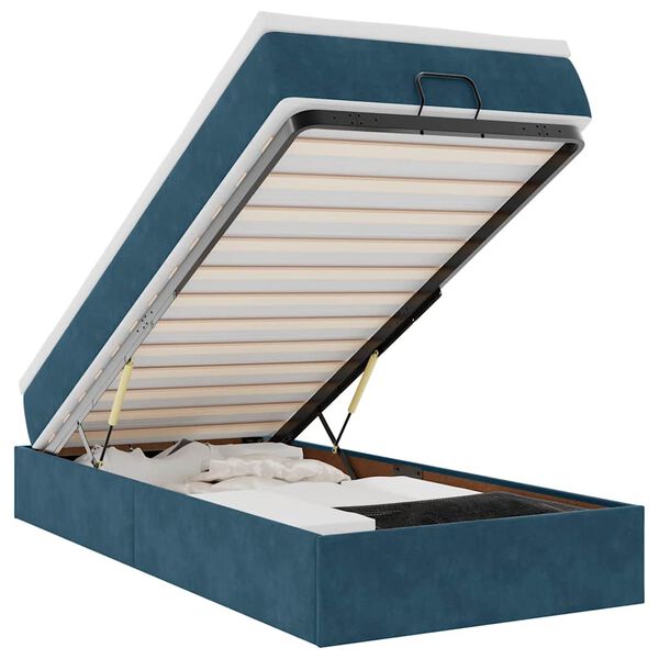 vidaXL Ottoman s&auml;ngram med madrass m&ouml;rkbl&aring; 90x200 cm sammet